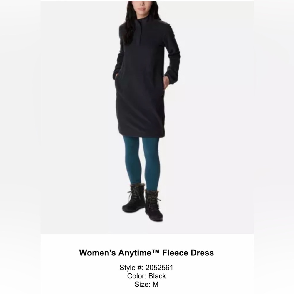 Columbia Anytime Fleece Sweater / Dress / Tunic M Black